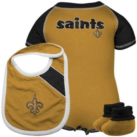 NFL Reebok Baby New Orleans SAINTS Outfit Bib Booties SET 18 months NWT - Picture 1 of 6